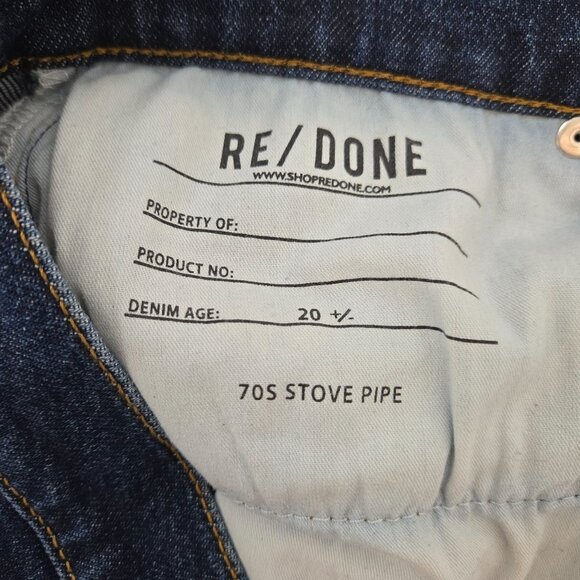 Re/Done '70s Stovepipe Jeans Hidden Button Fly Raw Hem Crop Jeans Size 30 - Picture 4 of 9